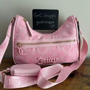 New Juicy Couture Juicy To Go Light Pink Crossbody Bag Pouch Charm JC Heart